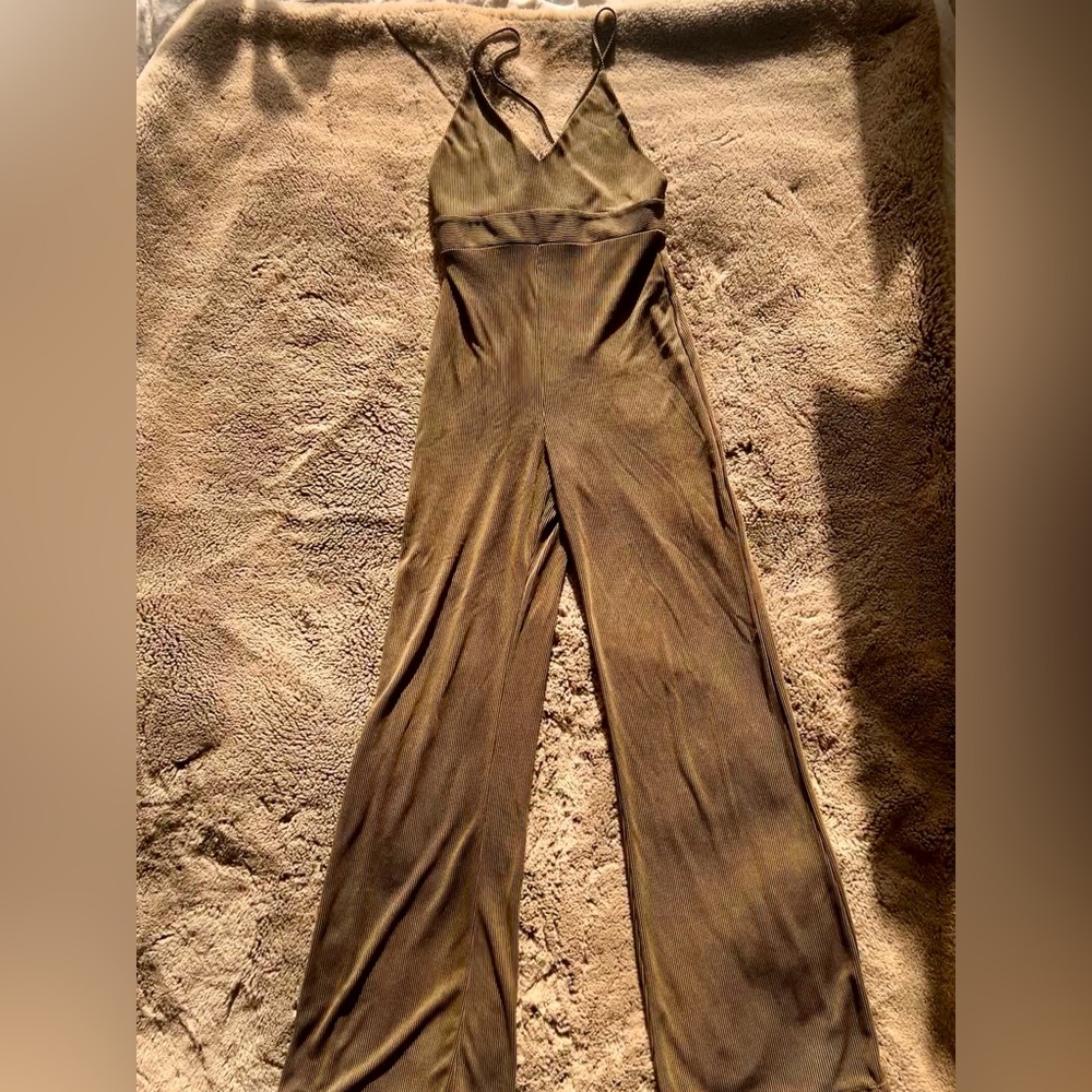 Green Pinstriped Jumpsuit
